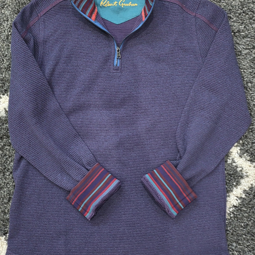 Robert Graham Men's Zip-Up Sweater in Deep Purple